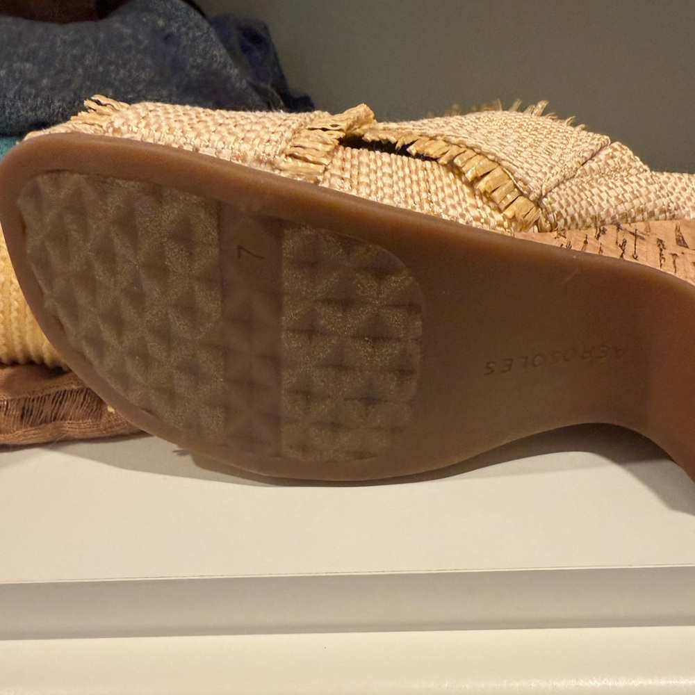 Beige Brand New Woven Heeled Mules. Never worn - Picture 7 of 8